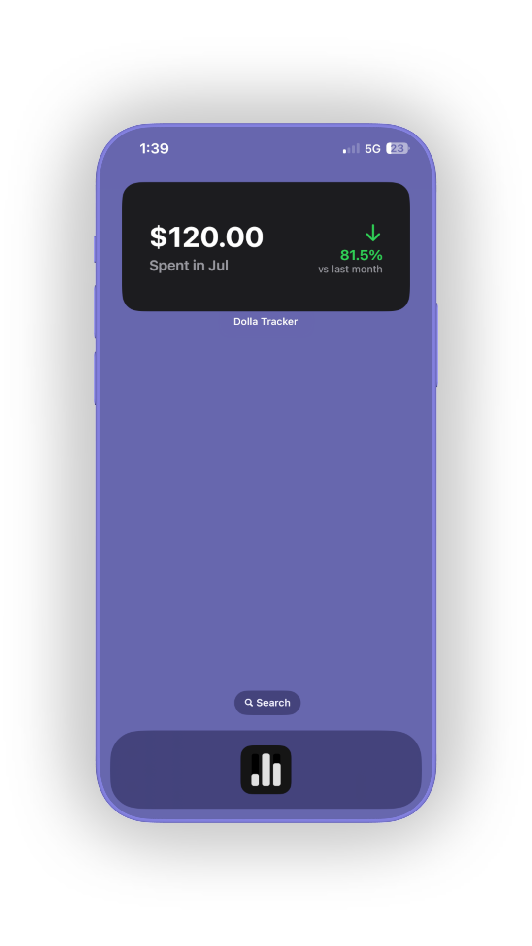 Dolla Tracker app interface showing expense.